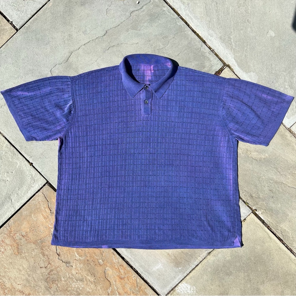 Overdyed Upcycled Y2K Silk Blend Textured Polo